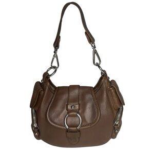 Banana Republic Brown Leather Bedford Hobo Shoulder Bag Purse Handbag Pockets